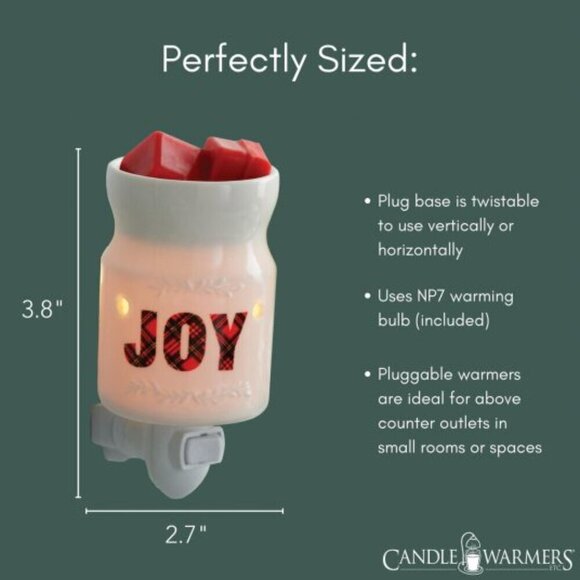 CANDLE WARMERS "JOY" Pluggable Fragrance Warmer White Wax Melt NIB - Picture 3 of 4
